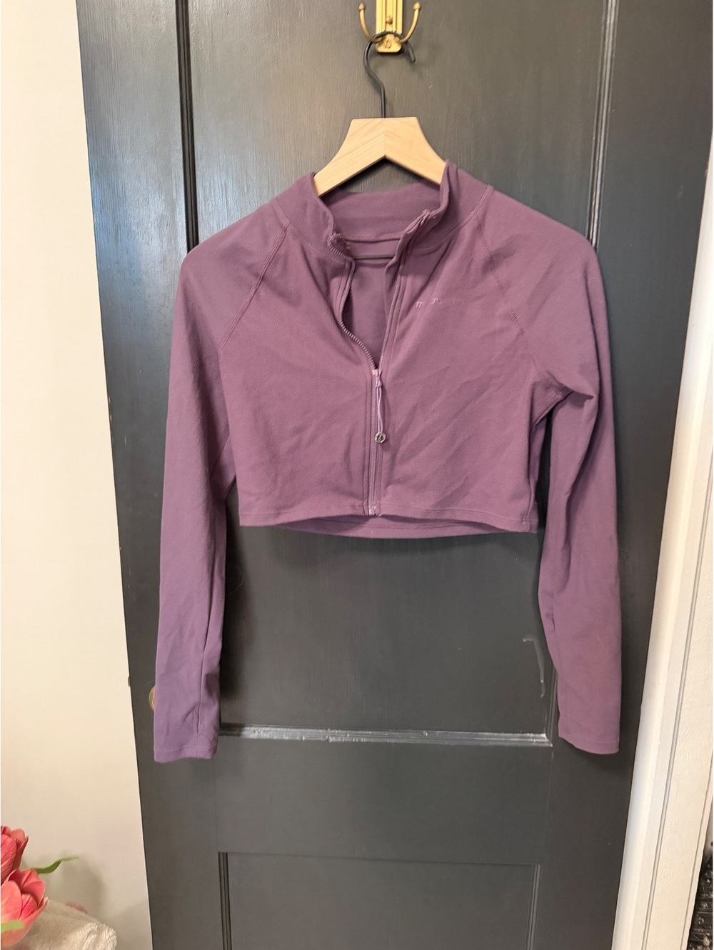 Musera Purple Long Sleeve Half Zip Crop Top